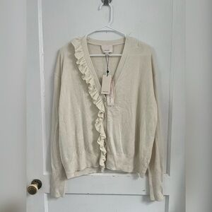 Cinq À Sept Tous Les Jours Gaetana Ruffle Cardigan Cashmere Silk Size M $325 NEW